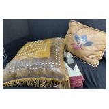 Western Leather Pillows, Native American Rug.