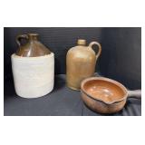 Stoneware Jug, Brown Jug, Dish.