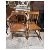 Vtg Maple Captains Chair & Rocker.