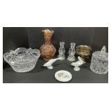 Carnival Glass, Crystal, Lladro Geese.