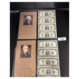 Federal Reserve Uncut $1 & $2 Dollar Bills.
