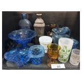 Fenton Blue Glass Table Centerpiece.