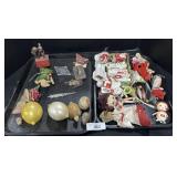 2 Trays Of Vintage Christmas Ornaments & Decor.