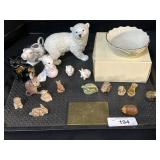 Lenox Bowl, Polar Bear, Fenton Hand Painted Cat.