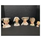 5 Napco Lady Head Vases.