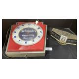 Beer Advertising Sign And Clock.