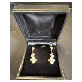 14 Kt Gold Pearl Drop Earrings.