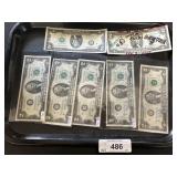 4-1976, 1-1995, 1-2003 & 1-2013 2 Dollar Bills.