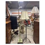 Brass & Jadeite Floor Lamp, Wrought Iron Western
