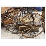 Primitive Wooden Wagon Wheel Chandelier & Wheel.