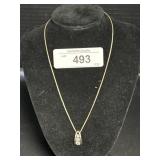 925 Silver Necklace W/ Cubic Zirconia Pendant.