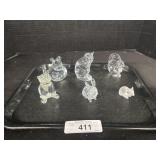 6 Crystal Glass Animals.