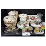 Rooster Themed Dinnerware, Mini Oil Lamp.