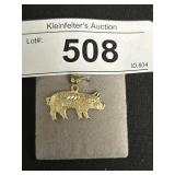14K Gold Pig Pendant.