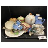 Japan Planter, Ceramic Teapot & Spice Shakers.