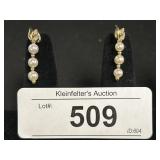 14K Gold Pearl Dangle Earrings.