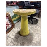 Yellow Plaster Birdbath.
