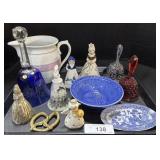 Carnival Glass Bell, Red Ruby Bell, Pitcher.