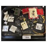 Tray Of Costume Jewelry, Earrings, Bracelets.