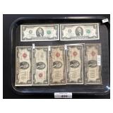 4-1928, 1-1953, 2-2013 2 Dollar Bills.