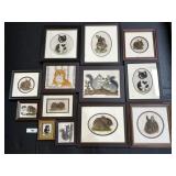 13 Cat & Bunny E. Dunham Theorem Oil Paintings.