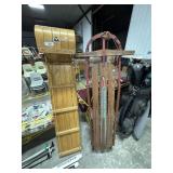 Vtg Toboggan & Runner Sled.