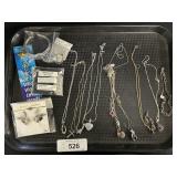 Tray Of Costume Jewelry, Necklaces, Bracelets.