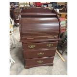 Mid Century Roll Front Desk, Chest of Drawers.