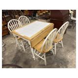 Blonde Oak & Tile Drop Leaf Dining Table & Chairs.