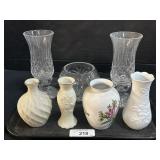 Waterford Crystal Candle Holder, Lenox Vases.
