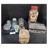 Vases, Jars, Dishes, Jar Of Buttons.