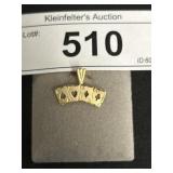 14K Gold Ace Cards Pendant.