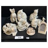 6 Lenox Cat Figures, Lenox Mirror.