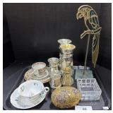 Stained Glass Parrot, Candlestick Holders.