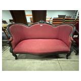 Vtg Victorian Style Camelback Mahogany Sofa.