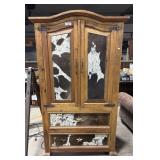 Rustic Western Cowhide Panel Armoire.