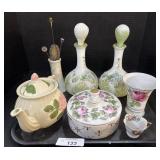 Dithridge Milk Glass Vanity Bottles.