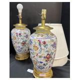 Floral Lamps W/Shades.