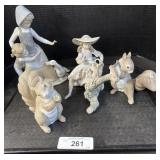 Glass Squirrel & Children Sculptures.