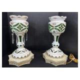 2 Bohemian Glass Mantle Lusters.