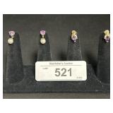 14K Gold Purple Gemstone Stud Earrings.