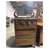 Antique Oak Serpent Front Dresser.