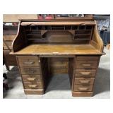 Antique Oa Roll Front Desk.