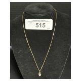 14k Gold Necklace W/ Pearl Pendant.