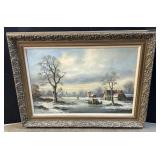 Kentzler Oil On Canvas Landscape Painting.