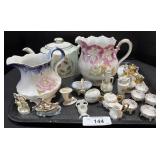 Floral Glass Pitchers, Egg Cups.