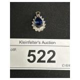 10M Gold Blue & Clear Gemstone Pendant.