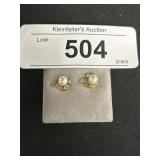 Pear & Diamond Stud Earrings.