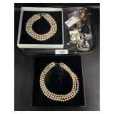 Pearl Necklaces, Various Costume Jewelry.