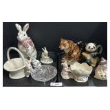 Lenox Bunny & Cat Figurines, Royal Albert Bunny.